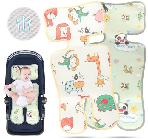 LUFEIS Cuscino per Passeggino, 2 PCS Materassino Estivo Traspirante per Passeggino, Materassino Passeggino Universale,Copriseduta Passeggino Antisudore per Seggiolino Auto Passeggino Seggiolino(Panda)
