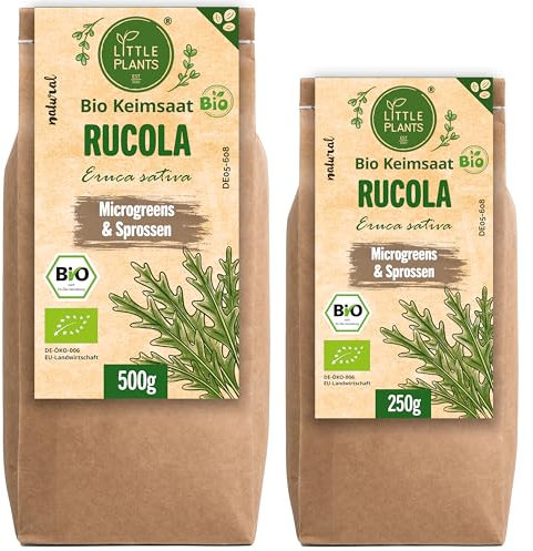 Little Plants Bio Rucola Sprossen Samen [250g] - Rucola-Samen - Rucolasprossen & Microgreens zum Keimen (inkl. Ebook)