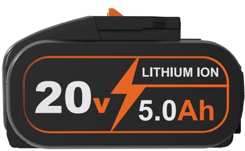 5,0Ah Ersatzakku für Worx Akku 20V WA3520 WA3525 WA3575 WA3578 WX550L WG545 WG547 WG629 WG801 WG320 WX176L WX169L WX682L WG163 Powayup