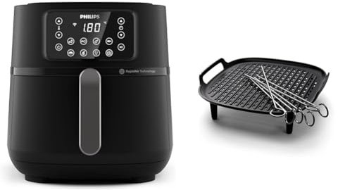 Philips Airfryer Serie 5000 XXL 7.2L, 16-in-1, WiFi, 90% meno grassi e Kit grill XXL Philips Airfryer, piastra antiaderente