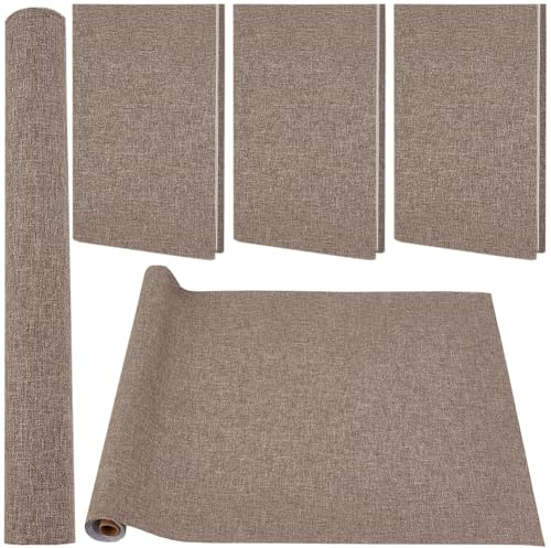 CRASPIRE Tela para Encuadernación de Libros de 51 x 11.8 Pulgada Cubierta de Tela de Poliéster de Lino Camello con Respaldo de Papel de Superficie A4 a A8 Cubierta Tejida para Álbumes de Recortes
