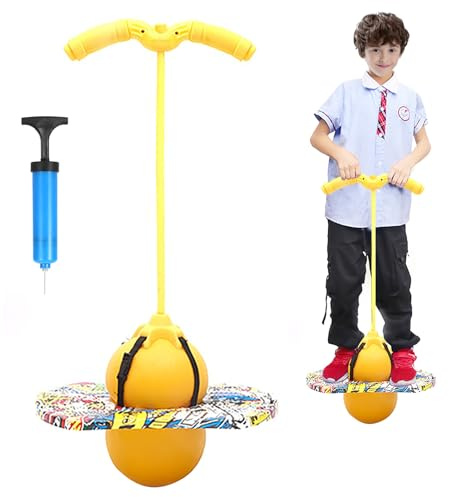 bechoanigel Pogo Ball con Maniglie,100KG Equilibrato e Coordinato Rimbalzare Pogo,Le Maniglie Sono Regolabili Equipaggiato per i Bambini e Gli Adulti per Allenare Le Abilità di Equilibrio (Giallo)