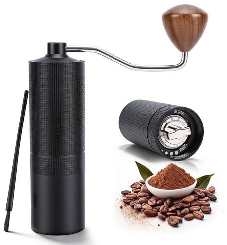 Macinacaffè manuale leggero, capacità 20 g, manuale con precisione in acciaio inox, macinacaffè italiano con manico in legno per moca, French Press, Drip con