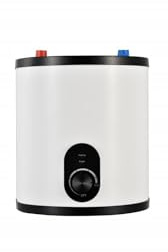 SIGO – Genomströmningsvärmare 230 V, Elektronisk Kompakt Boiler, Kontor, Verkstad, Fritidshus, Butik, Serviceutrymmen – Övre anslutning, 10 l, 2000 W – MILANO vit