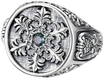 Herrring i 925 sterlingsilver med snöflingor och stenar, justerbar vintage-diamantring med öppning