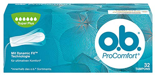 o.b. ProComfort Super Plus, Tampons mit Dynamic Fit Technologie für ultimativen Komfort & zuverlässigen Schutz gegen Auslaufen (2 x 32 Stück)