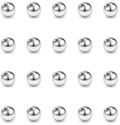 FECTAS 20pcs Piercing Kugel 16G 18G Chirurgenstahl Silber Ersatzkugel Schraubkugel 2.5mm
