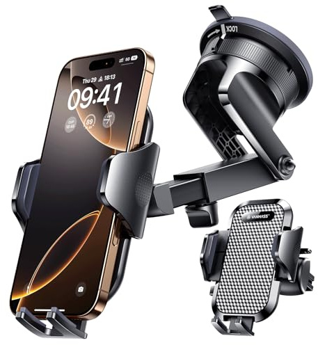 VANMASS [Pro Version] Universal Car Phone Mount [2026 Super Suction Cup] Phone Holder for Car, Cell Phone Car Mount for Windshield Dash Vent Truck Stand for iPhone 17 Pro Max 16 15 14 Samsung Android