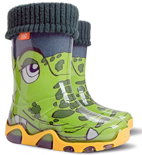 demar. Botas de agua para niños y niñas, con forro polar cálido, ligeras, unisex, botas Wellington, estampado piel de cococrilo, 32/33 EU