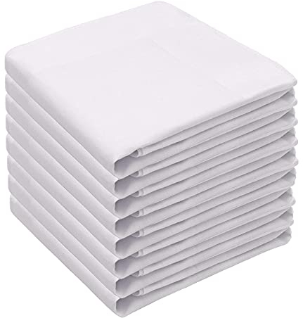 Yuknees 8PCS Stofftaschentücher Herren Weiss,Handkerchief Men,Stoff Taschentücher Herren 100% Baumwolle Größe 40x40 cm