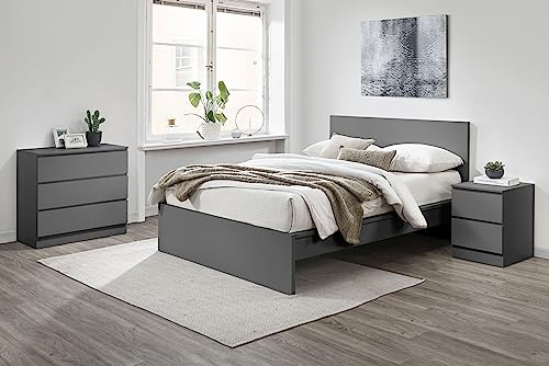 Birlea Oslo Grey Double Bed Frame 4FT6 Bedstead Minimalist Design