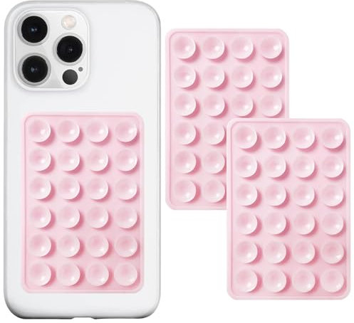 AZXYI Confezione da 2 supporti a ventosa in silicone per telefono, supporto per telefono con ventosa adesiva in silicone, presa antiscivolo per cellulare, supporto forte per selfie e video (rosa
