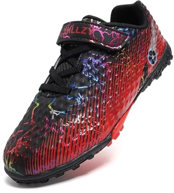 YHLLZY Boys Football Boots Kids Astro Turf Trainers Sports Shoes Profession Competition Outdoor Athletic Sneakers Black 2.5UK