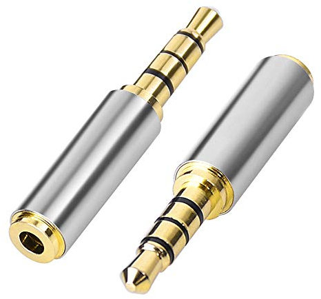 Adapter 3.5mm Stecker auf 2,5mm Buchse, Kopfhöreradapter Konverter Klinkenstecker, Gold Überzogene 4 Poliger 3,5 mm (1/8 Zoll) auf 2,5 mm für Kopfhörer, Handy, Headset, Mikrofon (2 Stück)