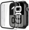 Recata 2 Pièces Rigide PC Protection Ecran en Verre Trempé pour Apple Watch Series 10 (2024) 46mm, Coque Ultra-Fine Anti-Chute Résistante aux Rayures pour iWatch, 1 Noir + 1 Transparent