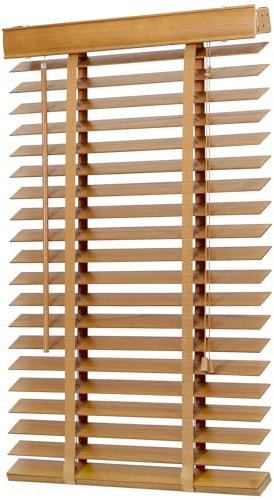 Sekey Jalousie Holzjalousie 50mm Holz jalousien Jalousette Echtholz Anpassbare Jalousie 60x130cm Buche