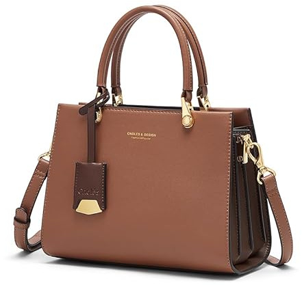 Cnoles Elegante Leder Damen Handtaschen Top-Handle Satchel mit Schulterriemen Modische Einkaufstaschen für Damen (braun)