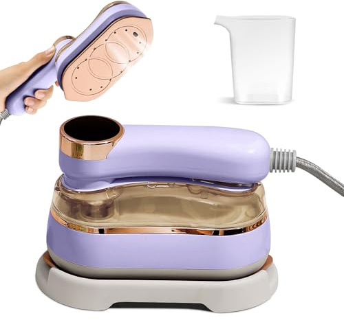 Senndio Travel Iron, 1400W 2-in-1 Travel Steamer for Clothes,220-240V Portable Steamer Iron,10S Fast Heat Up,180ml Detachable Tank Lightweight Handheld Steamer for Travel Home(Purple)