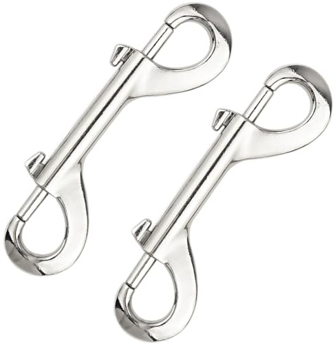 Double Ended Lead Clips for Dogs, 90mm Stainless Steel & Zinc Alloy Bolt Snap Hooks, Metal Diving Clip Trigger Snaps - Pet Supplies for Diving Dog Leash Horse Tack Pet Feed Bucket (Sliver，2 PCS)