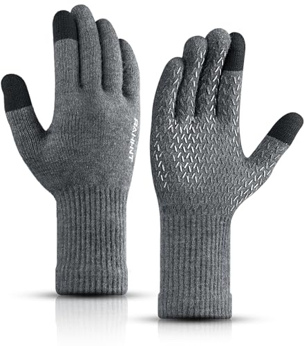 Rahhint Gants Hiver Chaud Fin Mélange Laine Mérinos et d'Alpaga écran Tactile Confort Elegant Antidérapant Doux pour Adulte Unisexe Cyclisme Conduite Sports Smartphone