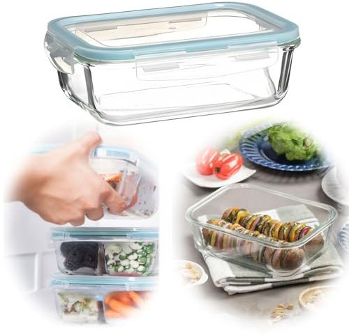 LS-LebenStil Glas Frischhaltedose Cook & Close - 550ml luftdicht auslaufsicher mit Deckel Ventil Meal Prep Boxen Lebensmittel Mikrowelle Gefrierdose Aufbewahrungsbox Vorratsdose Mikrowelle Ofenfest