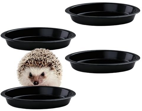 4PCS Hedgehog Bowl for Food and Water, Hedgehog Feeding Station for Food and Water, Outdoor Wildlife Garden Plastic Dishes, Wildlife Bird Water Bowl, Low-Profile 2cm Deep Design (black)