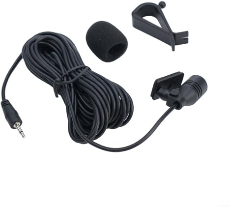 Honseadek Microphone de voiture pour GPS Audio DVD avec connecteur 2,5 mm Câble 5 m Microphone externe compatible avec les mains - Systèmes de communication