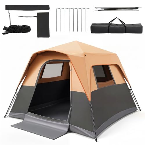 HOMASIS Tienda de Camping Familiar Portátil para 6 Personas (Naranja)