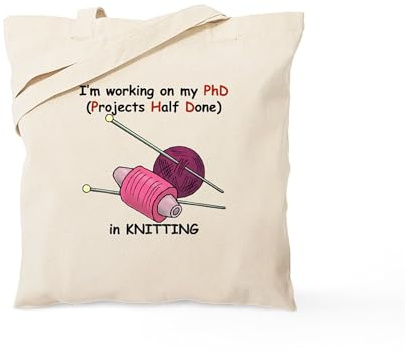 CafePress Knitting (Projects Half Done) Tote Bag Reusable Natural Beige Canvas Shopping Bag