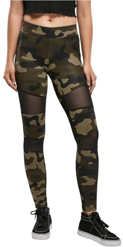 Urban Classics Ladies Camo Tech Mesh Leggings, Leggings, Mujer, woodcamo/negro, L