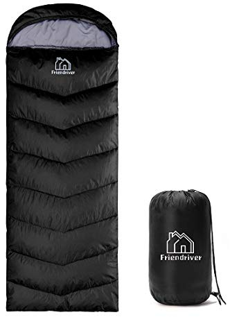 Friendriver XL Size Widened Upgraded Version of Camping Sleeping Bag 4 Seasons Warm and Cool, Lighter Weight, Adults and Children Can Use Waterproof Camping Bag, Travel and Outdoor Activities(Black)