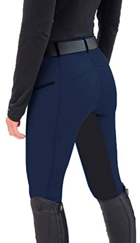 Minetom Pantalon D'Équitation pour Femmes Taille Haute pour Les Cavaliers Skinny Pantalon De Tir À l'arc Leggings avec Poche D Marin XL