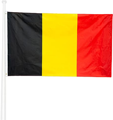 KliKil Drapeau de Belgium - Grand drapeau en polyester résistant de 150x90 cm avec œillets en métal, idéal pour les célébrations comme National Day, July 21st, Tricolor