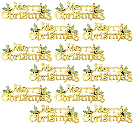DOITOOL 12 letreros de Navidad brillantes para colgar en la pared con bayas de acebo para árbol de Navidad, 15 cm