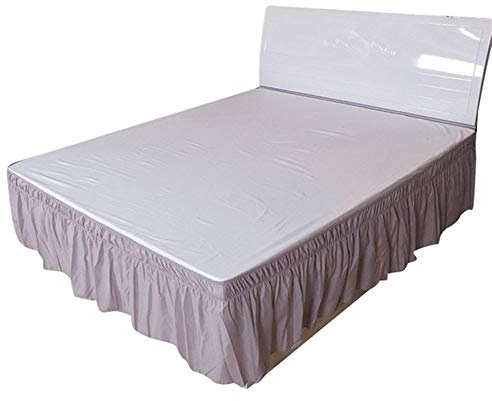 Enfärgad elastisk sängkjol hem hotell sovrum säng sidodekorationer skyddande sängkläder avtagbar sängband kjol hemtextil sängkjol (färg: grå, storlek: 180x200x40 cm)