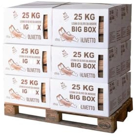 FE.MI.RO - BIG BOX 300 kg – Legna da Ardere di Ulivo per Camino, Stufa e Barbecue – 100% Ulivo, Ecologica, Pulita e Made in Italy – Scatole Impilabili per Stoccaggio Facile