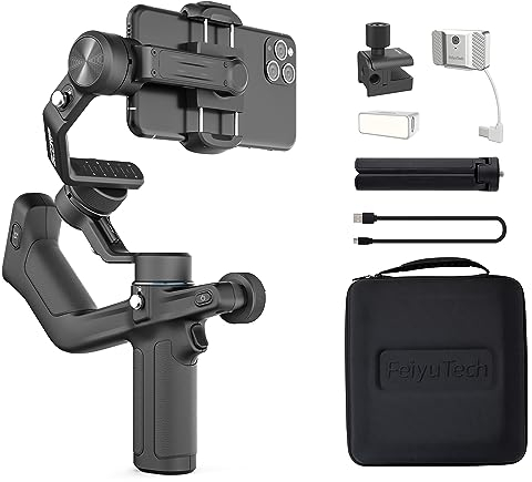 FeiyuTech Scorp Mini P Kit – 3-Achsen Smartphone Gimbal Stabilizer mit KI-Tracking, Magnetlicht, Transportkoffer – Handy Stabilisator für iPhone, Samsung, Xiaomi, Pixel – 11h Laufzeit