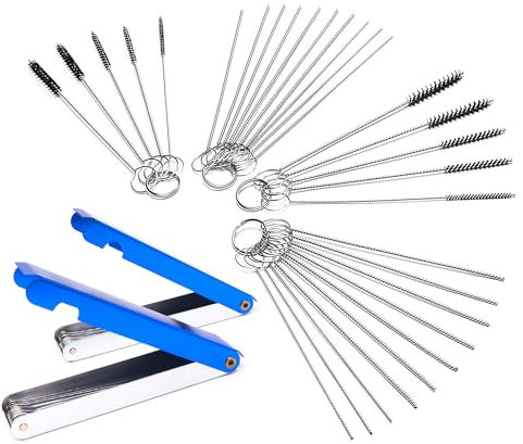 OXCANO Lot de 4 nettoyeurs à jet de carbone pour carburateur, 2 pièces de 13 fils et 2 pièces de 10 aiguilles et 5 brosses pour VTT, soudeur, moto