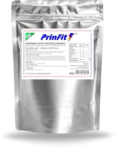 1kg / 1000g Arginina AAKG Alfa-Ketoglutarato polvere 100% - Integratore alimentare di L-Arginina Alpha Chetoglutarato per Sportivi per Pre Workout potente Vegan stimola Ossido Nitrico