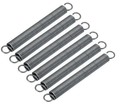 uxcell Extension Spring - 2.5mm Wire Dia, 18mm OD, 180mm Free Length Spring Steel Small Dual Hook Tension Spring, 6Pcs