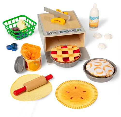 Melissa & Doug Make and Bake Pies Pretend Play Food Set and Wooden Oven with Squishy Dough for Ages 3+ - FSC Certified
