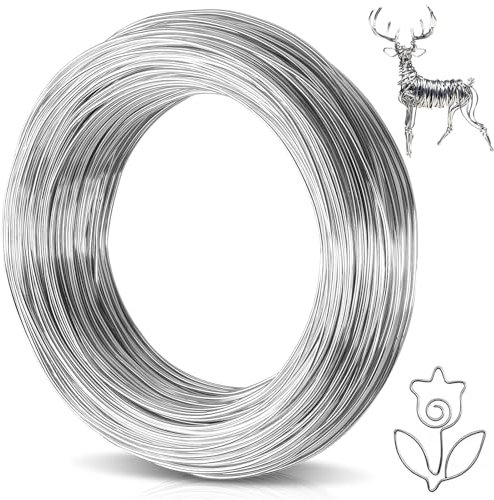 Caianwin Basteldraht 1mm x 40m Biegsamer draht zum basteln, Aluminium Schmuckdraht, Dicker aludraht für Skulptur, Modellierung, Skelett, Blumenherstellung, Puppen DIY, Schmuckherstellung