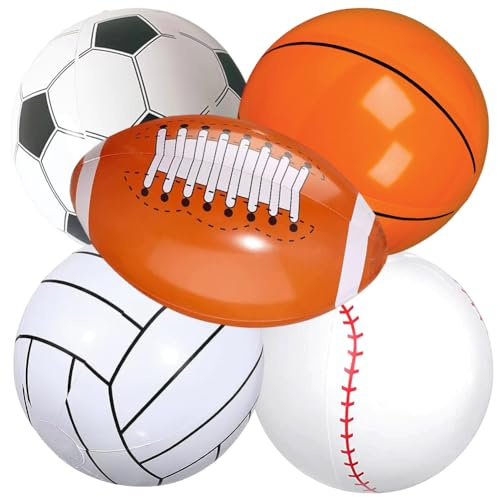 ZPSOSPZ Sports Ball Toys, Multi-Sport Inflatable Toy Set, Beach Ball Inflatable Balls, Basketball, Baseball, Football, Volleyball-Outdoor Summer Fun, Beach, and Family Bonding Activities