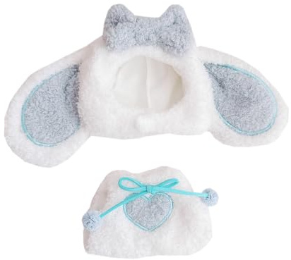 niannyyhouse Vestiti per bambole di peluche, tutina e cappello a forma di coniglio, accessori morbidi per animali, dimensioni 10-15 cm (blu)