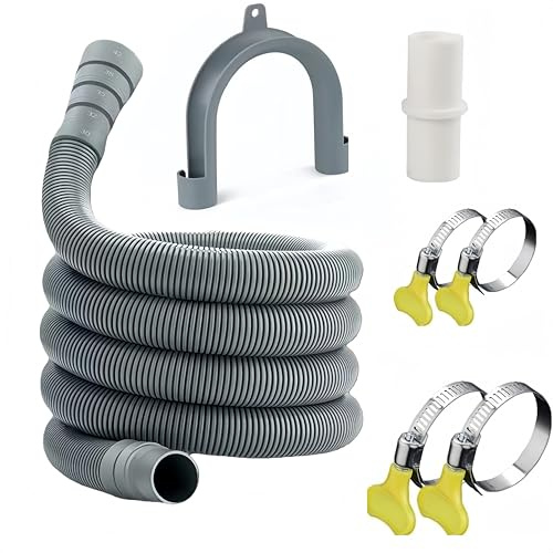 Universal Washing Machine Drain Hose Kit, 10FT Extra Long with U-Bend Bracket & 4 Clamps, for Washer Dishwasher Dehumidifier Sink RV