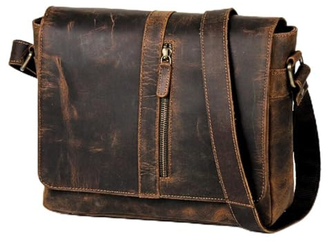 HULSH Liten axelremsväska i läder för män, axelväska och axelremsväskor för män, läderhandväska för iPad (crossbody-3)