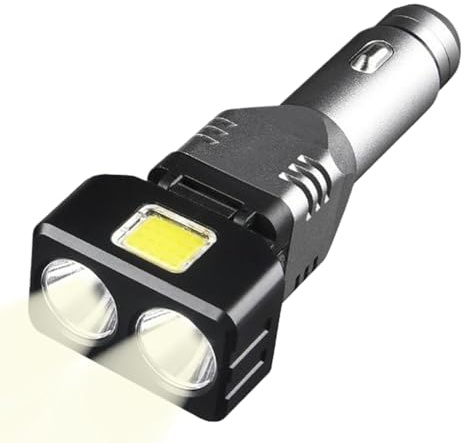 Lampe De Poche De Voiture – Lamp De Survie LED Lumineuse À Double Faisceau, Lampe De Secours Rechargeable | Lamp De Poche Réutilisable Haute Luminosité Avec Ports USB De Type C Pour L'intérieur Du C