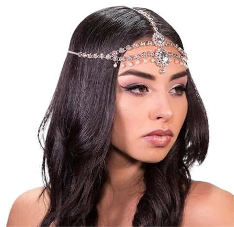 PADGCNOR Huvudkedja vintage strass huvud kedja panna pannband håraccessoarer frans huvudbonad