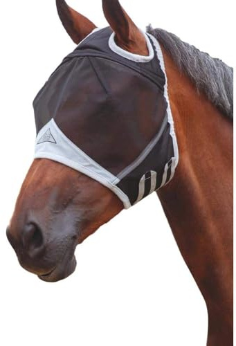 Shires Fine Mesh Fly Mask with Ear Holes – 70% UV Protection Black/Cob/Single
