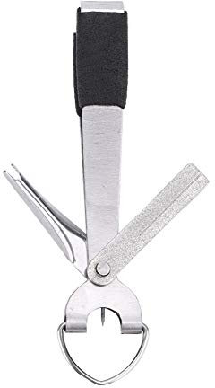 Keenso Edelstahl-Fischerknoten-Schnellwerkzeug, multifunktionaler 4-in-1-Fliegenschnurschneider mit Zinger Retractor Combo